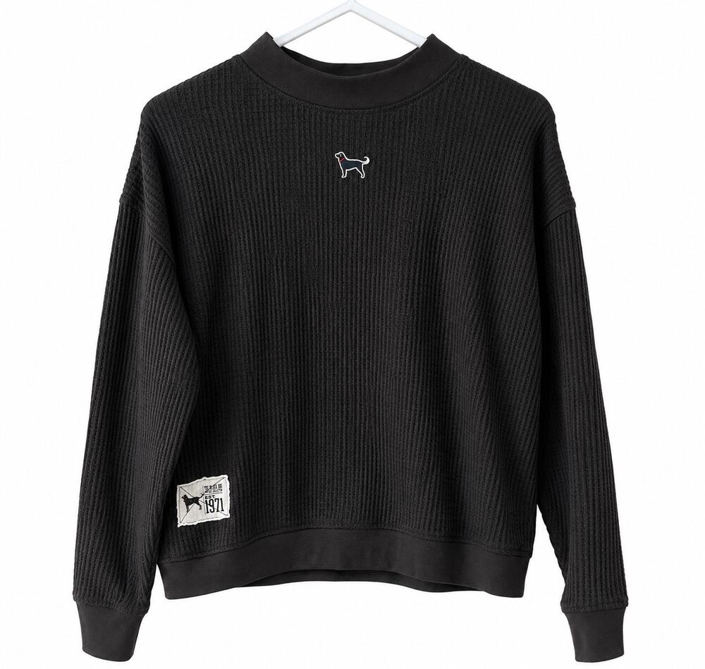 The Black Dog Vintage Collection Women’s Small Black Waffle Knit Sweatshirt
